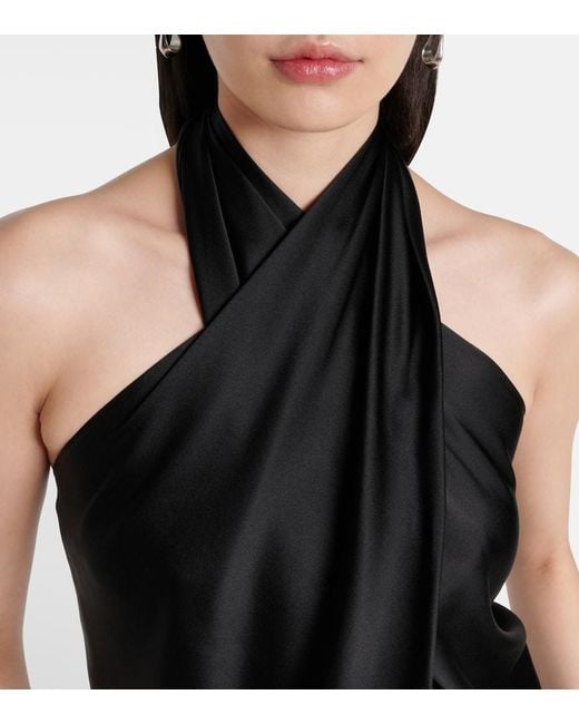 Top De Seda Drapeado Con Cuello Halter The Sei de color Black