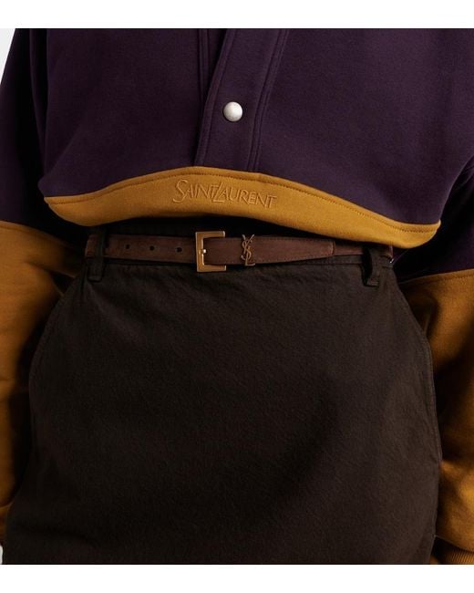 Saint Laurent Brown Cassandre Suede Belt