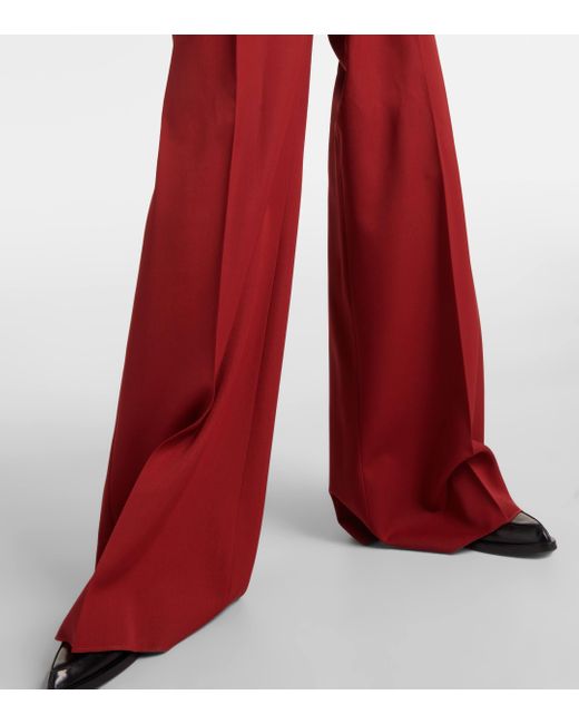 Max Mara Red Libbra Wool And Mohair Wide-leg Pants