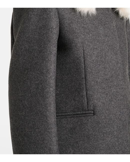 Totême  Black Shearling-Trimmed Wool-Blend Jacket