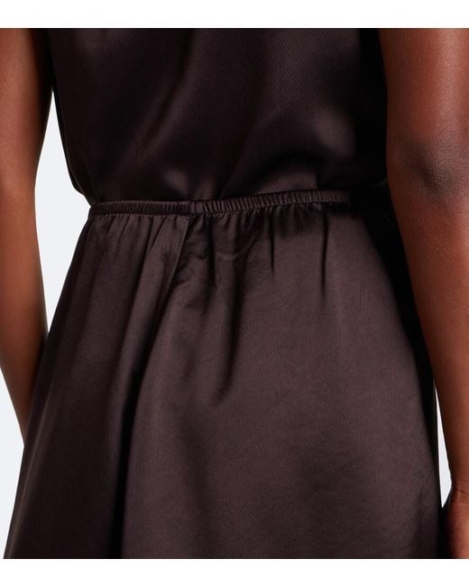 Leset Black Barb Lace-Trimmed Satin Miniskirt