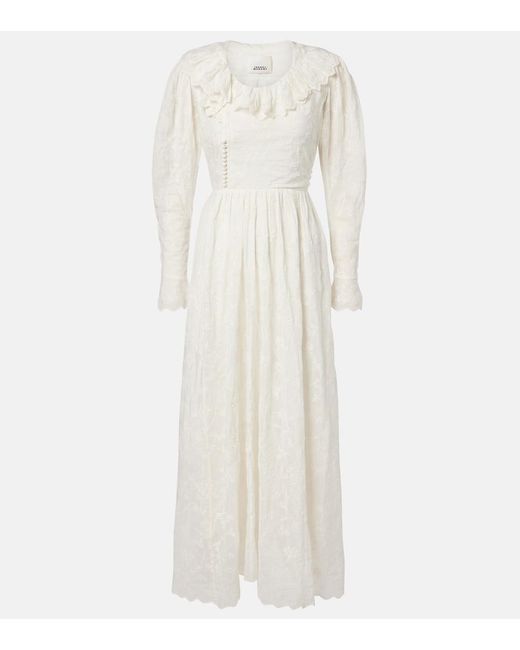 Isabel Marant White Zoen Floral Cotton And Silk Maxi Dress
