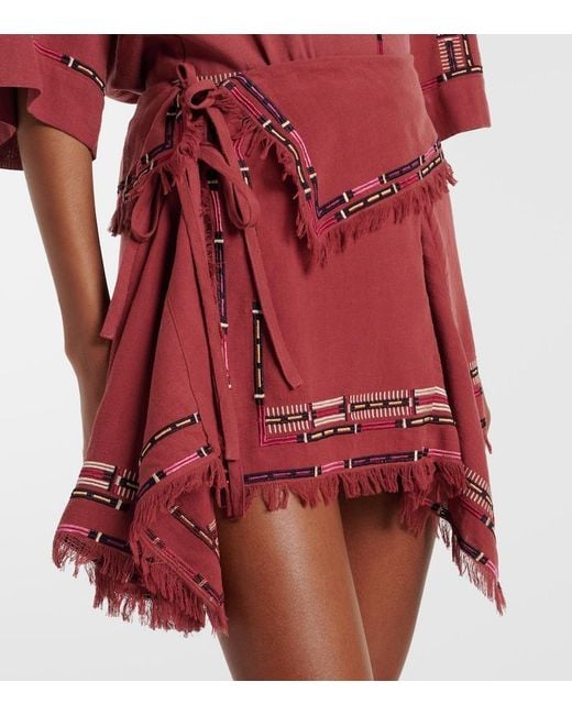 Isabel Marant Feriel Embroidered Silk Wrap Skirt