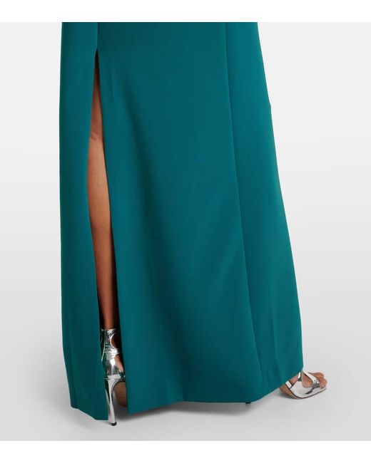 Costarellos Blue Elea Embellished Crepe Gown