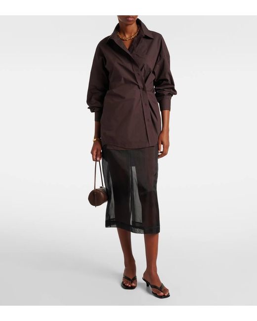 Frankie Shop Brown Ornella Oversized Cotton Shirt