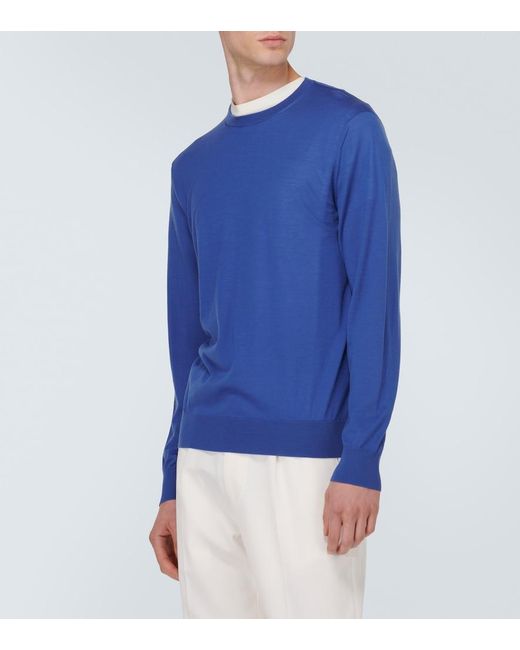 Zegna Blue Wool Sweater for men