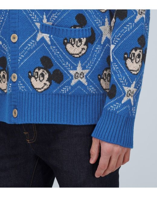 Gucci X Disney Mickey Jacquard Cardigan in Blue for Men | Lyst