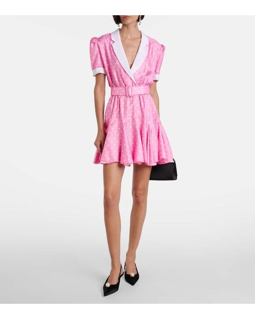 Rodarte Pink Polka-Dot Silk Twill Minidress
