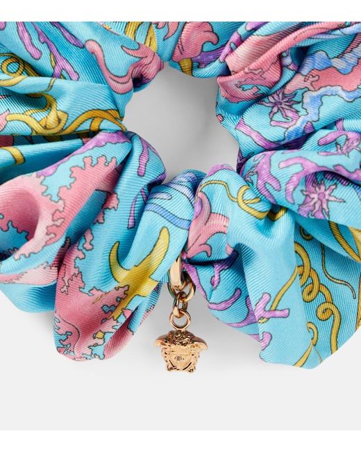 Versace Blue Scrunchie Underwater Barocco Aus Seide
