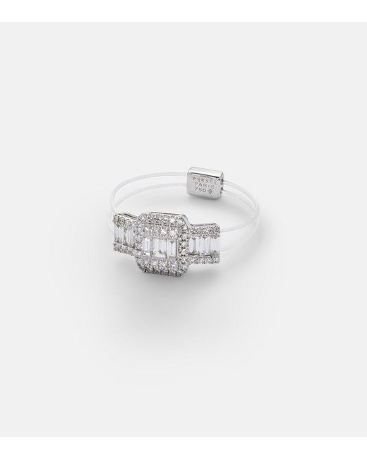 PERSÉE White Floating 18Kt Ring With Diamonds