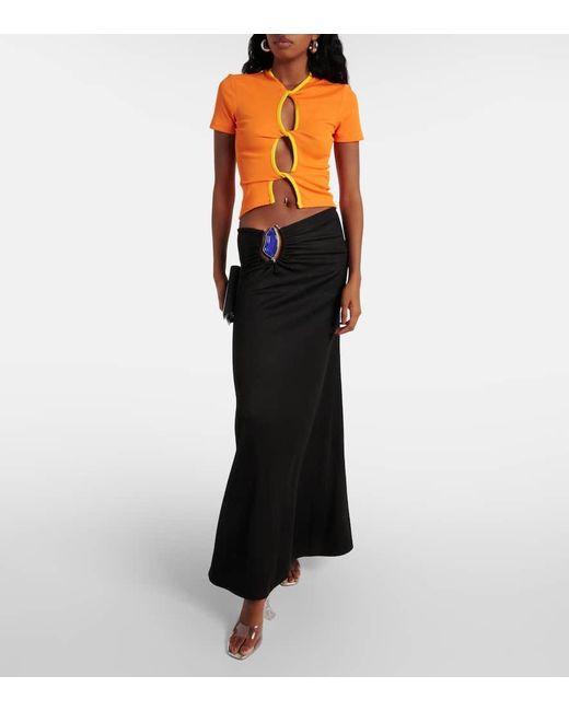 Christopher Esber Orange T-Shirt Open Twist Aus Rippstrick