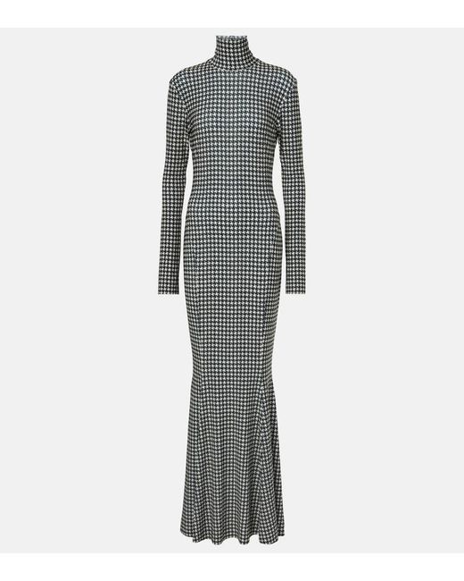 Norma Kamali Gray Houndstooth Gown