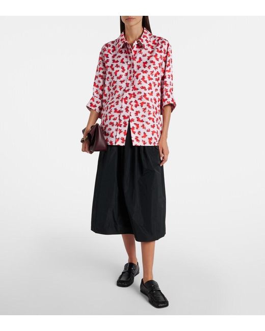 Jil Sander Red Printed Shirt