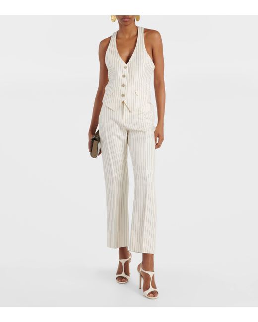 Tom Ford Natural Pinstripe Wool And Silk-blend Vest
