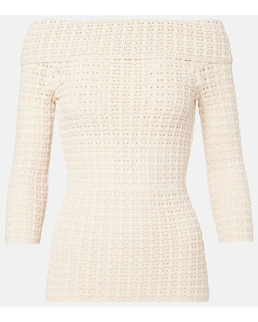 Isabel Marant Natural Dermottega Crochet Off-Shoulder Top