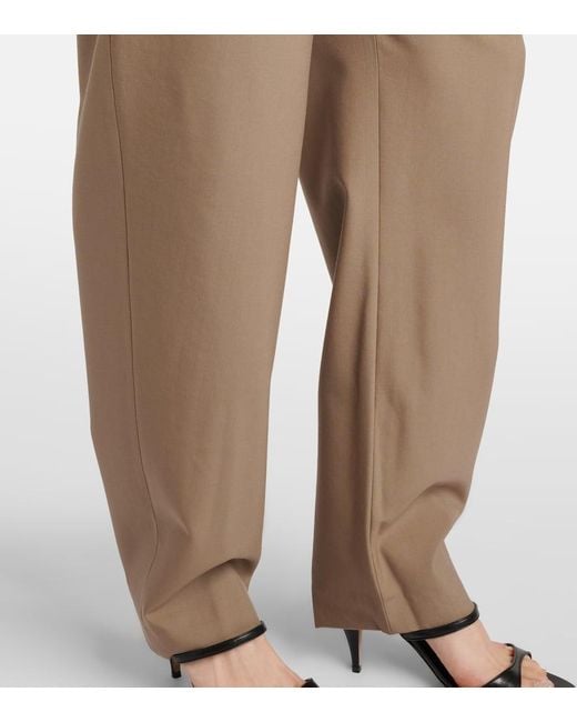 Pantalones Barrel De Lana Virgen De Tiro Alto Rohe de color Natural