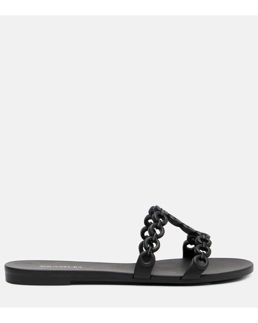 Aquazzura Black Infinity Chain Jelly Sandals