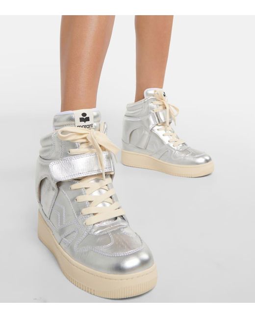 Isabel Marant White Ellyn Metallic Leather High-top Sneakers