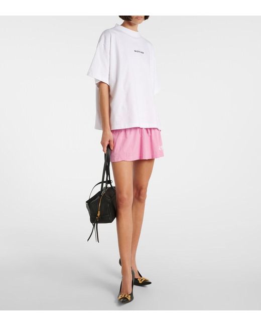 Balenciaga Pink Laurel Cotton Jersey Miniskirt