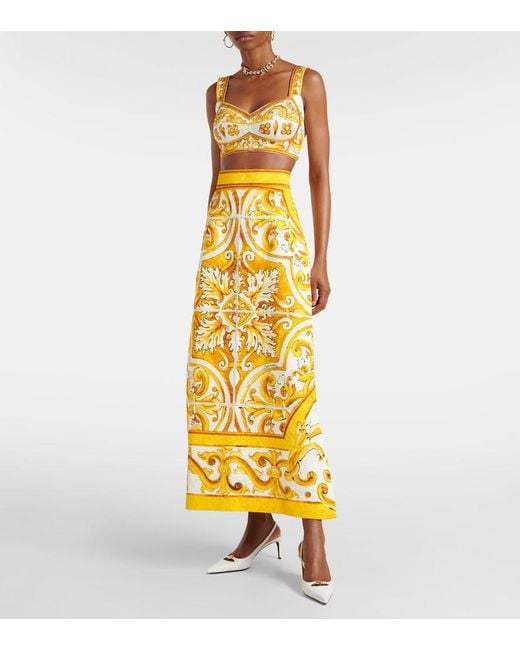 Dolce & Gabbana Yellow Patterned Skirt