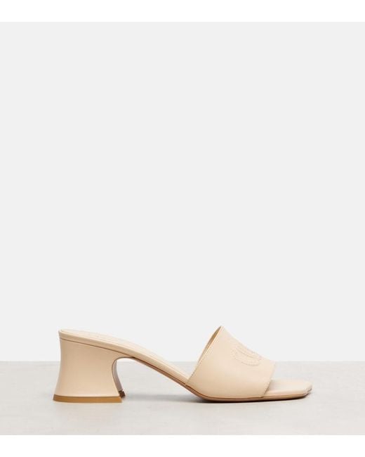 Chloé Natural Soleil 55 Logo Leather Mules