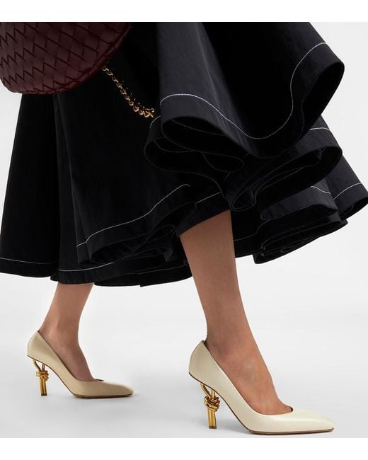 Bottega Veneta White Knot Leather Pumps