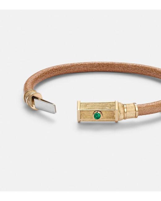 Marie Lichtenberg White Lasso 18Kt And Leather Bracelet With Emeralds