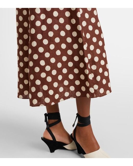 Faithfull The Brand Purple Marais Polka-Dot Linen Midi Dress