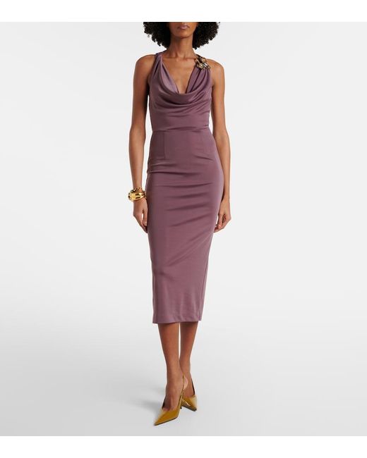 Rebecca Vallance Purple Nala Embellished Midi Dress