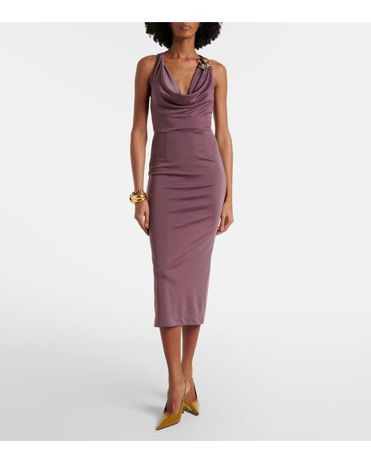 Rebecca Vallance Purple Nala Embellished Midi Dress