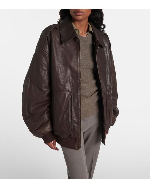 Calvin Klein Black Johnson Leather Bomber Jacket