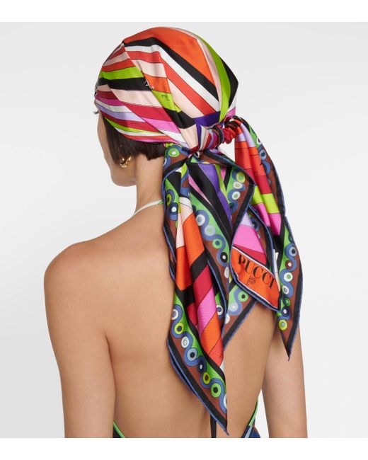 Emilio Pucci Multicolor Iride-print Silk Twill Scarf