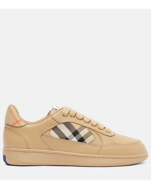 Burberry Natural Sneakers Check Aus Leder