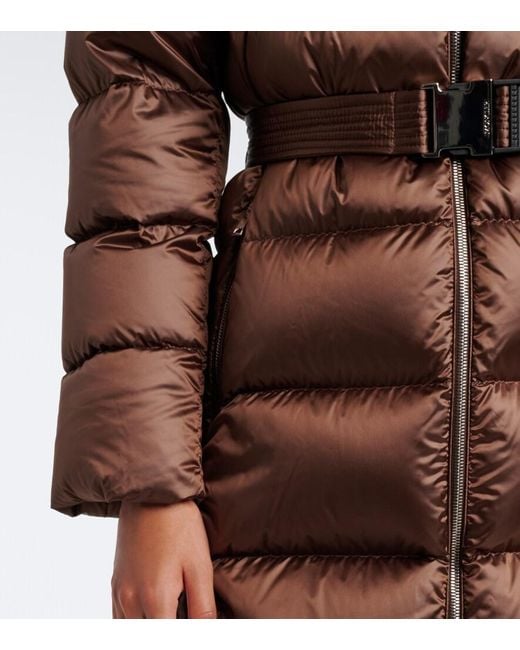 Moncler Brown Shearling-Trimmed Down Coat