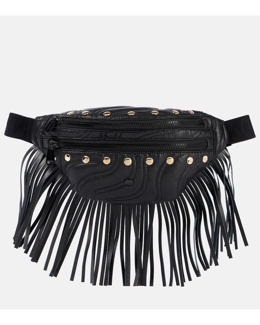 Goldbergh Black Sorriso Fringed Leather Belt Bag