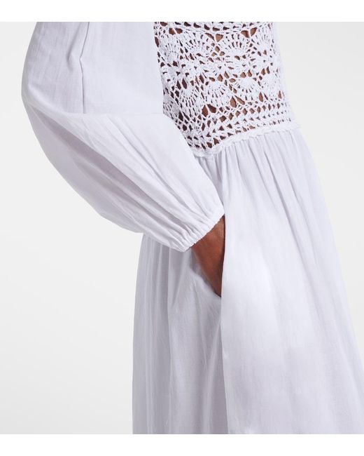 Anna Kosturova White Victoria Crochet Cotton Poplin Dress