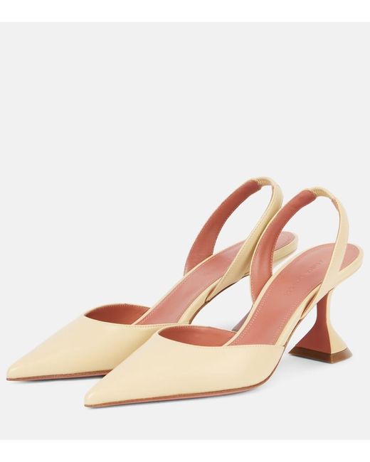 AMINA MUADDI Pink Holli 70 Leather Slingback Pumps