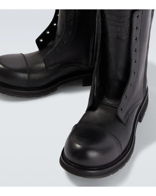 Balenciaga Black Truck Leather Combat Boots for men