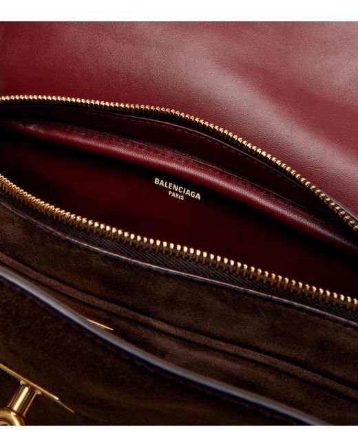 Balenciaga Metallic Le 7 Medium Suede Shoulder Bag