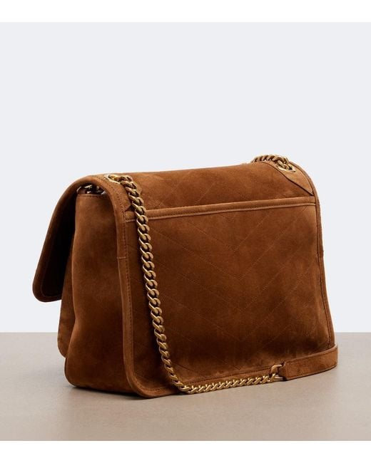 Saint Laurent Brown Niki Medium Suede Shoulder Bag