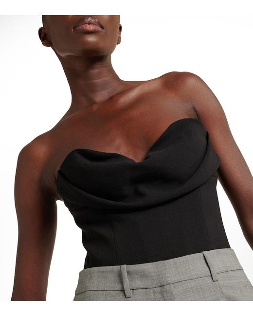 Magda Butrym Black Draped Wool-Blend Corset