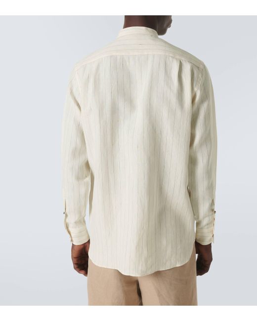 Loro Piana Natural Elia Pinstripe Linen Shirt for men