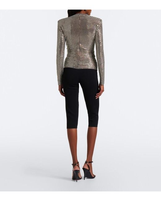 Self-Portrait Black Belted Knitted Capri Pants