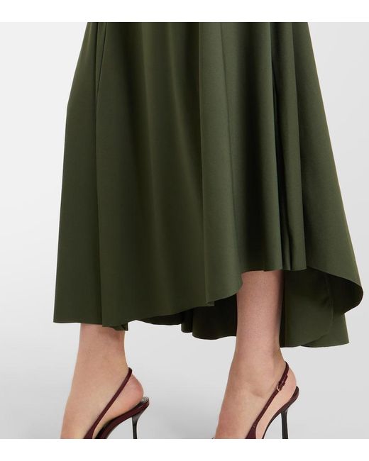 Victoria Beckham Green Gathered Turtleneck Midi Dress