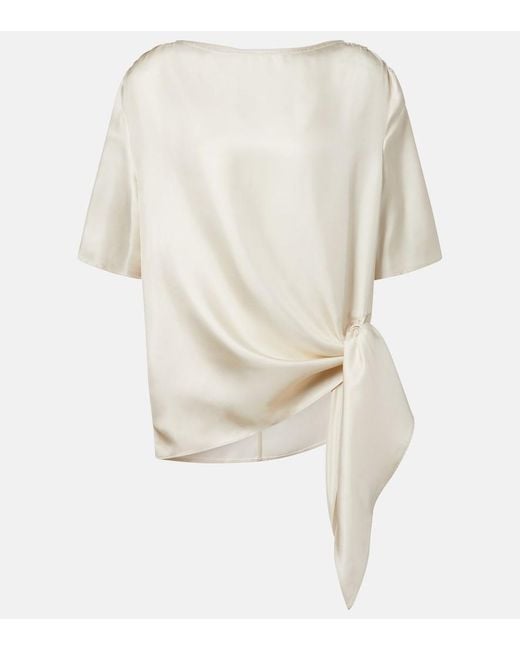 Loulou de Saison White Mano Silk Satin Top
