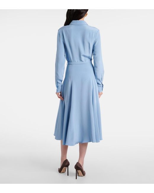 Emilia Wickstead Blue Riko Belted Silk Midi Dress