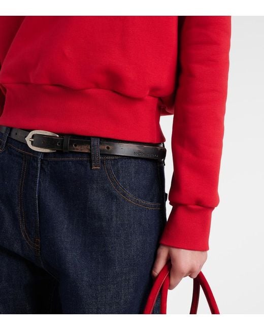 Magda Butrym Red Scarf-Detail Cotton-Blend Hoodie