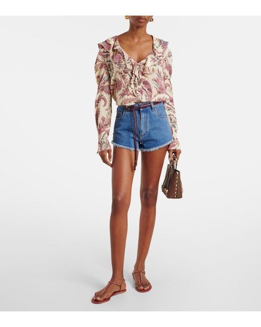 Rene Caovilla Pink Diana Embellished Satin Thong Sandals