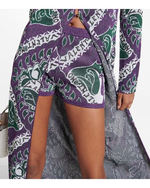 Valentino Blue High-Rise Printed Shorts