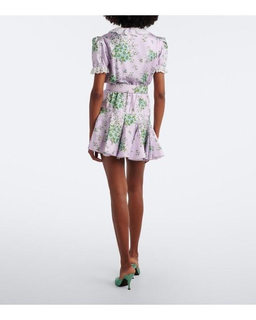 Rodarte White Floral Silk Twill Minidress
